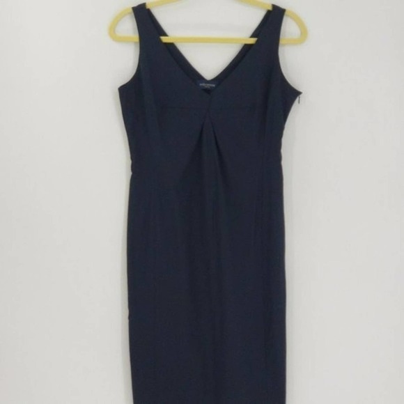 Piazza Sempione Blue Sleeveless Pleated Chest Cocktail Sheath Dress Size Medium - Picture 2 of 7